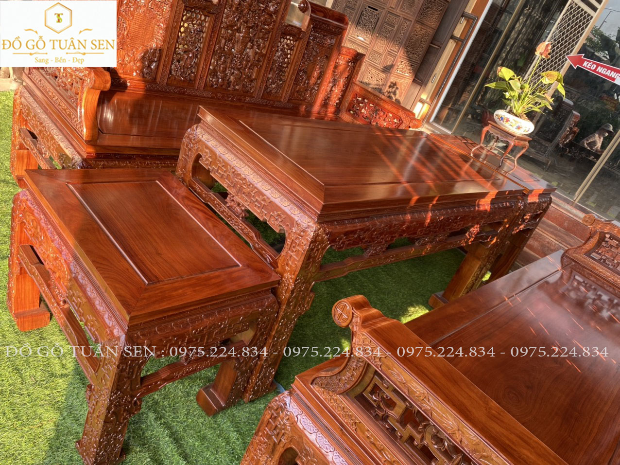 Hình ảnh chi tiết bộ trường kỷ gỗ cẩm lai đẹp nhất 2023